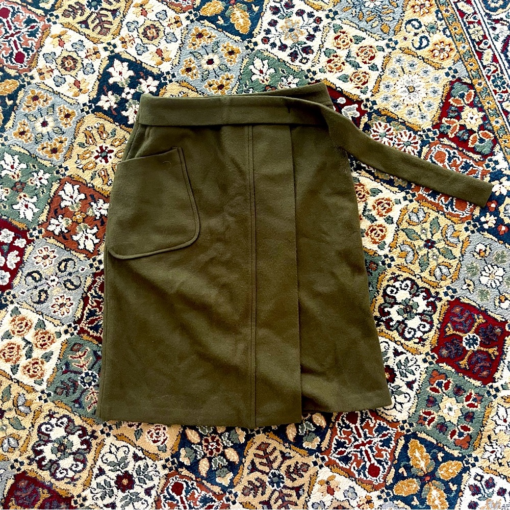 cherrykoko lined olive green felt skirt
